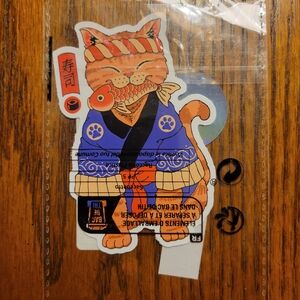 ROMWE Cat Sticker with Blue and Orange Outfit